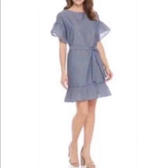ECI Ruffle Sleeves Dress Gray Size XS - Picture 7 of 7